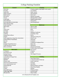 College Packing Checklist Template