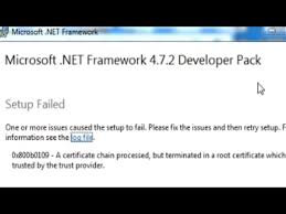 net framework 4 7 2 setup failed how to