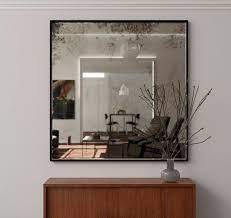 Framed Antiqued Mirror Square Mirror