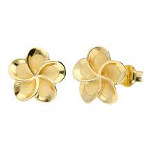 9ct yellow gold flower stud earrings
