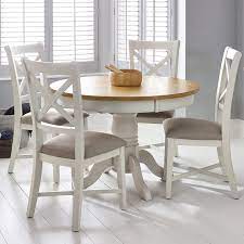 We have a wide range of styles and. Bordeaux Painted Ivory Round Extending Dining Table 4 Chairs Seats 4 6 Costco Uk