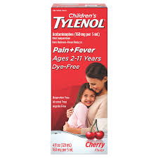Childrens Tylenol Pain Fever Medicine Dye Free Cherry Flavor Cherry Flavor