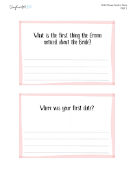 Bridal Shower Question Card Game Free