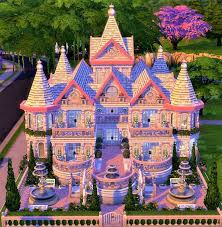 Pink Base Game Castle Sims 4 House