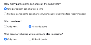 See the vendor's sharing multiple screens article for details. March 2020 Update To Sharing Settings For Education Accounts Zoom Help Center