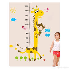 Cute Giraffe Monkey Height Ruler Wall Decal Stickers Removable Pvc Growth Chart Wall Art Murals For Kids Room Nursery Living Room Wall Art Tree