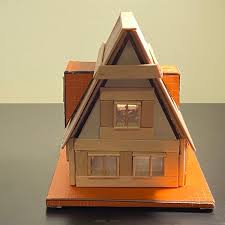 Small Wood House Mini Popsicle Stick