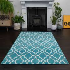 blue trellis hall runner room rug