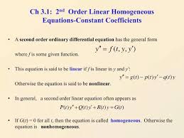 2 Nd Order Linear Geneous Equations