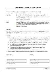 Extension Of A Lease Template Word Pdf By Business In
