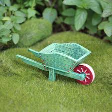 Green Wheelbarrow Fairy Garden Ornaments