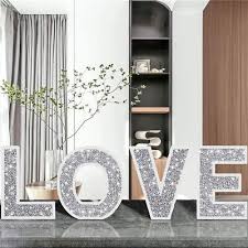 Love Home Sign Freestanding Silver