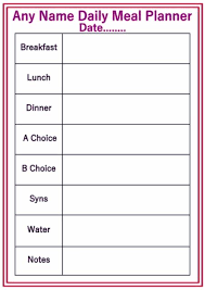 Personalised A4 Daily Reusable Diet Weight Loss Chart Planner Slimming World