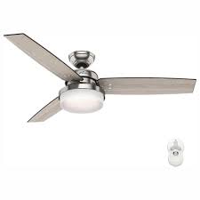 Hunter Sentinel 52 In Led Indoor Brushed Nickel Ceiling Fan With Light Kit And Universal Remote 59157 The Home Depot