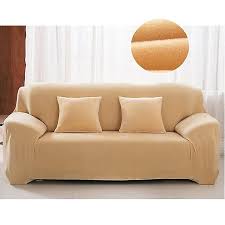 Plush Sofa Cover Stretch Solid Color