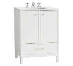 This dresser has beautiful traditional design with a classic silhouette, timeless details, and a lovely cherry finish to the wood. Ethan Mini Single Sink Vanity Pottery Barn