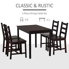 Wood Outdoor Dining Set With 4 Chairs