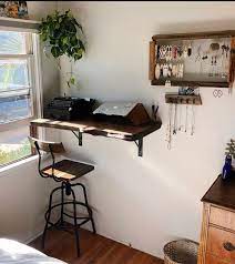 Wall Mounted Desk Walnut Table Shelf