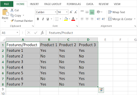 how to make a comparison chart in excel