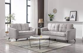 Callie Light Gray Velvet Fabric Sofa