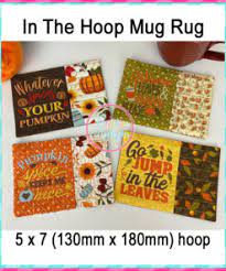 fall mug rug in the hoop embroidery