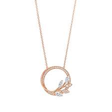 diamond vine circle pendant in 18k rose