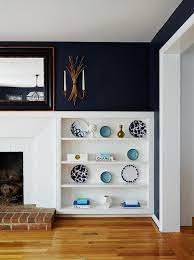 White Fireplace With Blue Accents