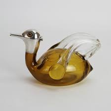 Novelty Sterling Silver Glass Duck