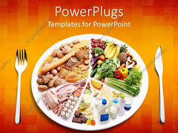 Powerpoint Template Different Types Of Food In A Plate With A Fork