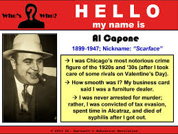 Al capone's business card claimed he sold __. Mafia