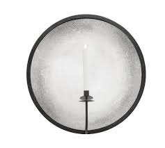 antiqued convex mirror candle sconce