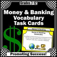 Financial Literacy Vocabulary Task Cards Money And Banking