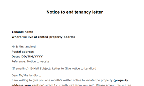 notice to end tenancy template