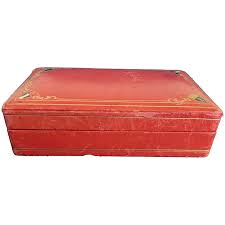 c 1950 red leather jewelry box ruby lane