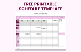 schedule template in excel free