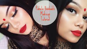 pohela boishakh makeup tutorial half