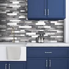 Sunwings Interlocking 12 In X 11 22 In Gray L And Stick Wall Tile Stone Composite Backsplash 10 Tiles 9 35 Sq Ft