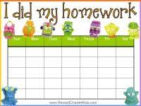 Homework Sticker Chart With The Trash Pack Many More