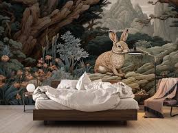 Rabbit In Nature Wallpaper Wall Mural