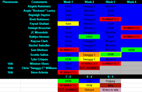 Post Big Brother 20 Voting Chart And Spoilers Zwooper Com