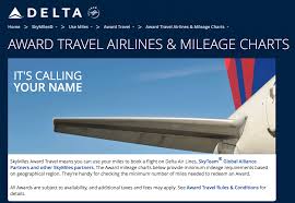 Delta Air Lines Worldwide Skymiles Award Charts Live And