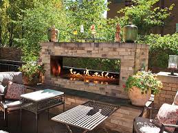 Outdoor Linear Fireplace In