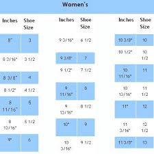 Womens Shoe Size Chart In Inches Shoe Size Chart Clothing