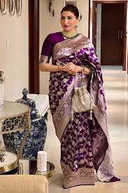 royal purple zari woven banarasi