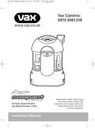 vax rapide compact carpet cleaner owner
