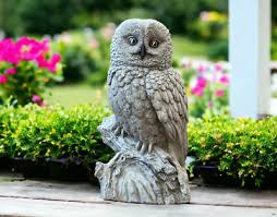 Concrete Owl Statue Outdoor Night Bird