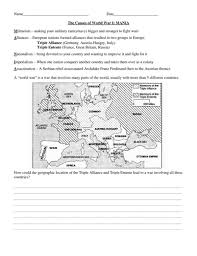 The character of causes of world war 1 worksheet in education. Causes Of World War I Mania Teaching Resources