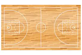 basketball court with wooden parquet