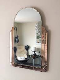 1920s 1930s mirror art deco pink glass