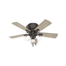 Hunter fan company 51024 hunter conroy indoor low profile ceiling fan with led light and pull chain control, 42, antique pewter. Hunter Crestfield 3 Light 42 Led Indoor Flush Mount Ceiling Fan In Noble Bronze Lightsonline Com